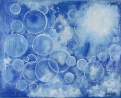 bolle in azzurro_bubbles in blue_cm 56 x 69 - 2017